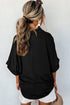 Collared Half Buttons Folded Short Sleeve Oversize Top